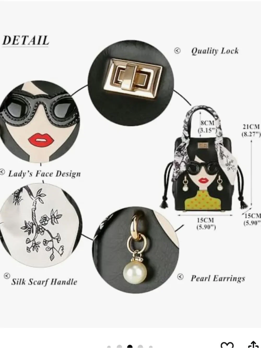 Red Top-Handle Satchel with Graphic Face Detail